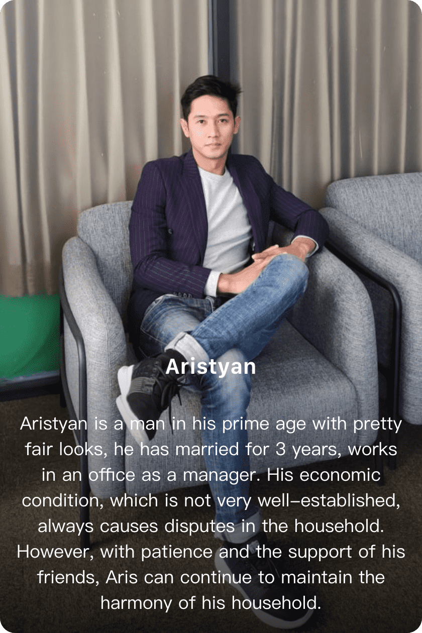 Aristyan is a man in his prime age with pretty fair looks